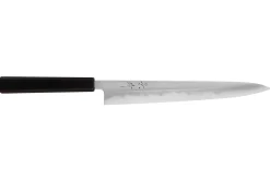 Couteau sujihiki japonais artisanal Kagekiyo Yoshikazu Tanaka Damas Aogami 27cm