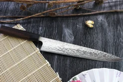 Couteau sujihiki japonais artisanal Takeshi Saji R2 Damas 24cm