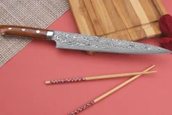 Couteau sujihiki japonais Takeshi Saji R2 Damas Mosaïque 24cm