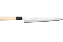 Couteau sujihiki kiritsuke 24cm japonais artisanal Momotaro Ginsan manche en magnolia