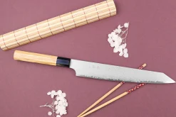 Couteau sujihiki kiritsuke 24cm japonais artisanal Yuzo Damas VG10