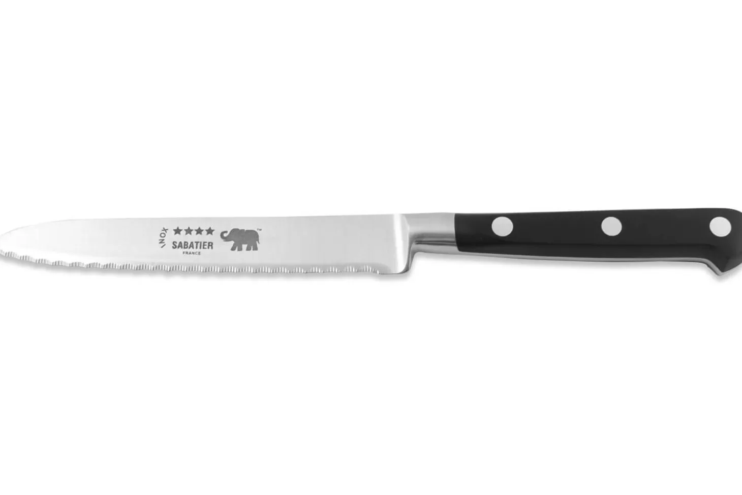 Couteau à tomates Sabatier Éléphant Idéal Forgé microdenté 13cm manche nylon noir
