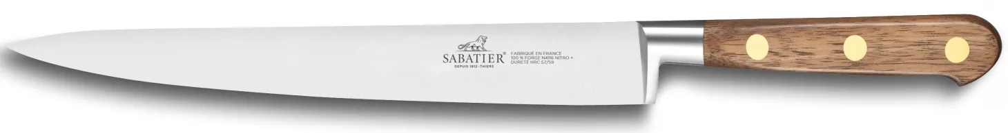 Couteau tranchelard forgé Sabatier Perigord lame 20cm manche en noyer