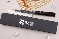 Couteau universel 15cm japonais artisanal Naoki Mazaki WS2 Black Nashiji