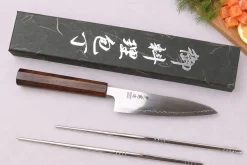 Couteau universel 13cm japonais artisanal Wusaki Hikari SLD manche bubinga