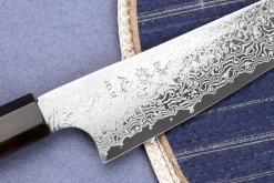 Couteau universel 15cm japonais artisanal Hatsukokoro Ginga ATS-34 Damas ébène