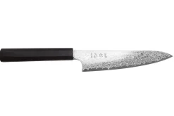 Couteau universel 15cm japonais artisanal Hatsukokoro Ginga ATS-34 Damas ébène
