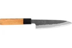 Couteau universel 13,5cm japonais artisanal Hinoura Mutsumi Ajikataya Black Nashiji