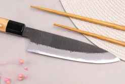 Couteau universel 15cm japonais artisanal Hinoura Mutsumi Ajikataya Black Nashiji