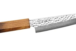 Couteau universel 15cm japonais artisanal Wusaki Yaketa VG10 damas chêne brûlé