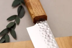 Couteau universel 15cm japonais artisanal Wusaki Yaketa VG10 damas chêne brûlé