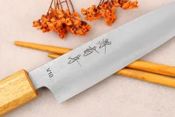 Couteau universel 13,5cm japonais artisanal Sakai Kikumori TS10 en chêne