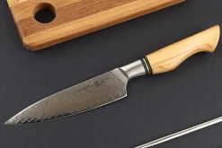 Couteau universel 13,5cm Ryda Knives ST650 Damas et manche en olivier