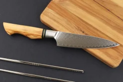 Couteau universel 13,5cm Ryda Knives ST650 Damas et manche en olivier