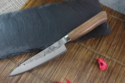 Couteau universel japonais artisanal Wusaki Nogami BS2 12.5cm manche en noyer