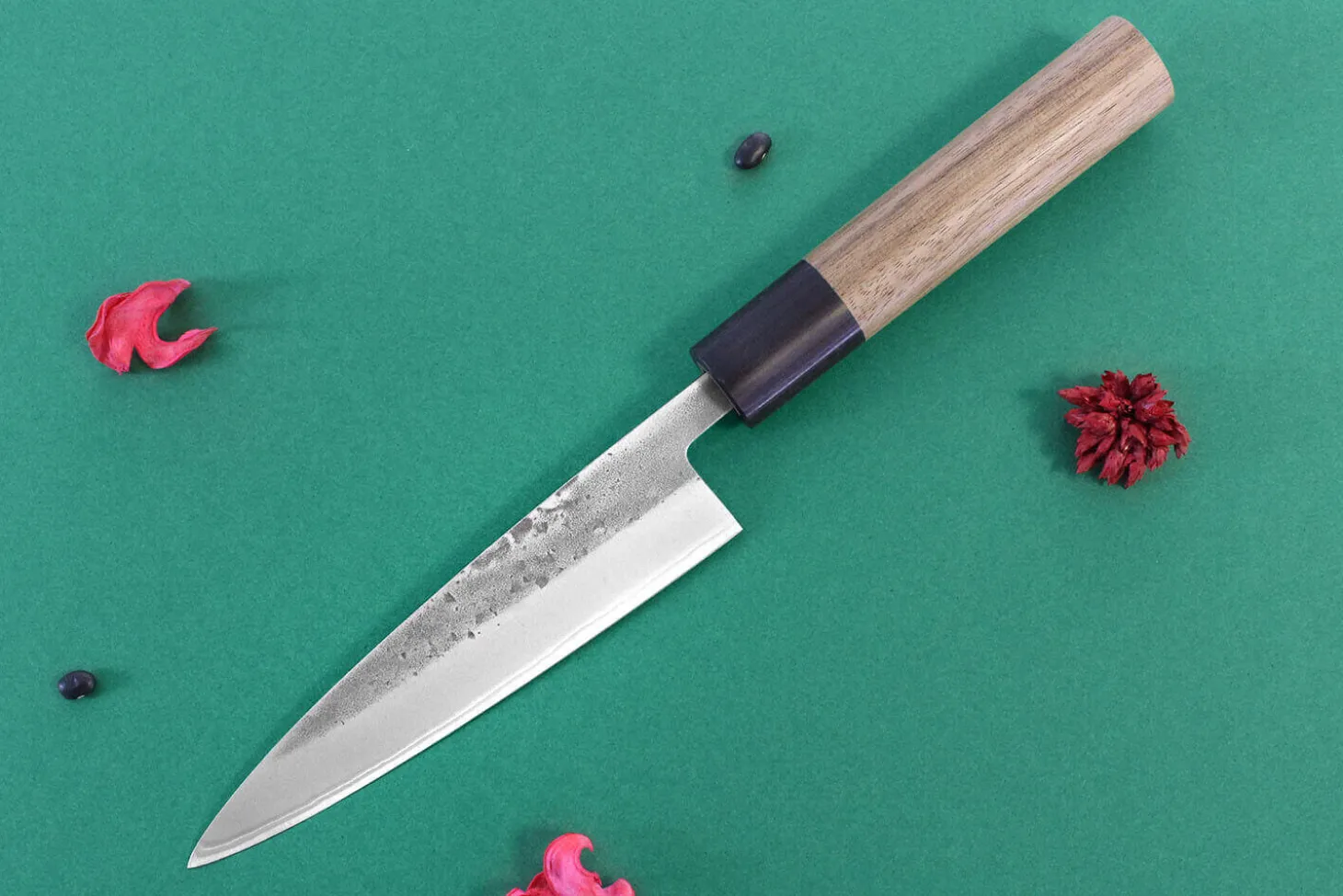 Couteau universel japonais artisanal Wusaki Nakata BS2 13.5cm manche en noyer