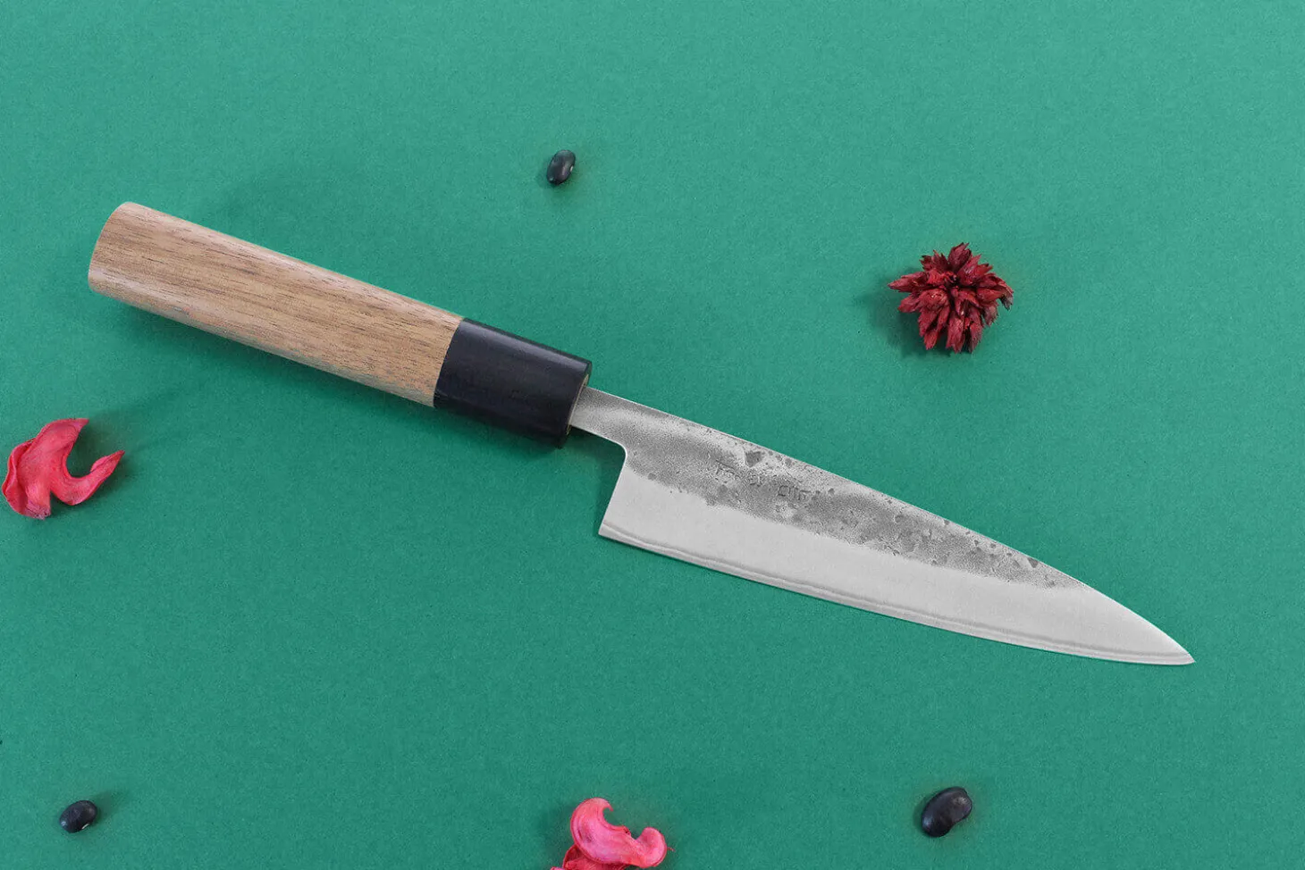 Couteau universel japonais artisanal Wusaki Nakata BS2 13.5cm manche en noyer
