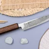 Couteau universel japonais artisanal Wusaki Unagi AUS10 Damas 15cm manche en chêne