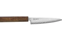 Couteau universel japonais artisanal Wusaki Unagi AUS10 damas 14cm manche chêne