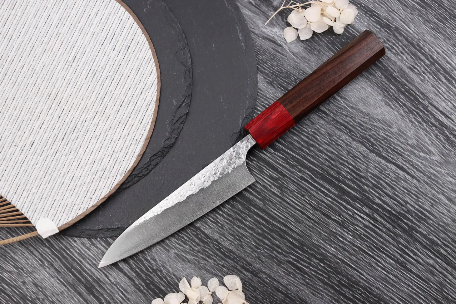 Couteau universel japonais artisanal Yoshimi Kato Minamo SG2 Tsuchime 12cm