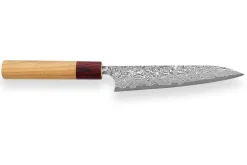 Couteau universel japonais artisanal Yoshimi Kato 15cm VG10 Nickel Damascus cerisier