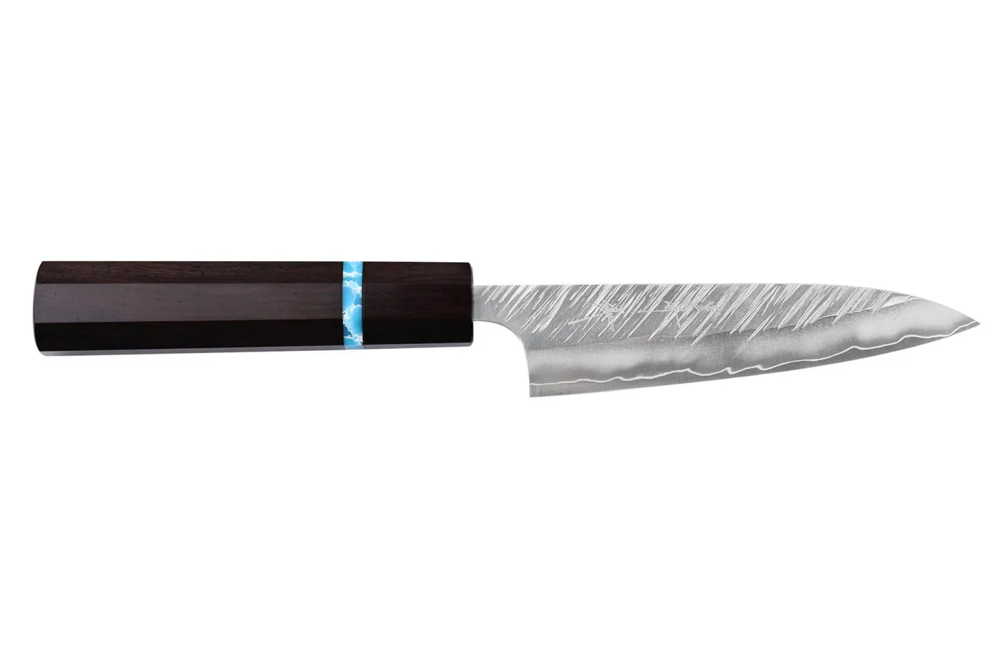 Couteau universel japonais artisanal Yu Kurosaki Fujin 12cm SG2 turquoise