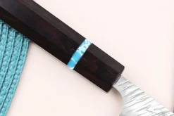 Couteau universel japonais artisanal Yu Kurosaki Fujin 15cm SG2 turquoise