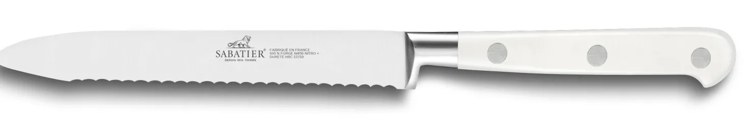 Couteau universel Sabatier Toque blanche 100% forgé denté 12cm