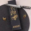 Couteau universel Wusaki Sakin Damas 10Cr 15cm manche en fibre de carbone et feuille d'or