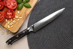 Couteau universel Wusaki Sakin Damas 10Cr 15cm manche en fibre de carbone et feuille d'or