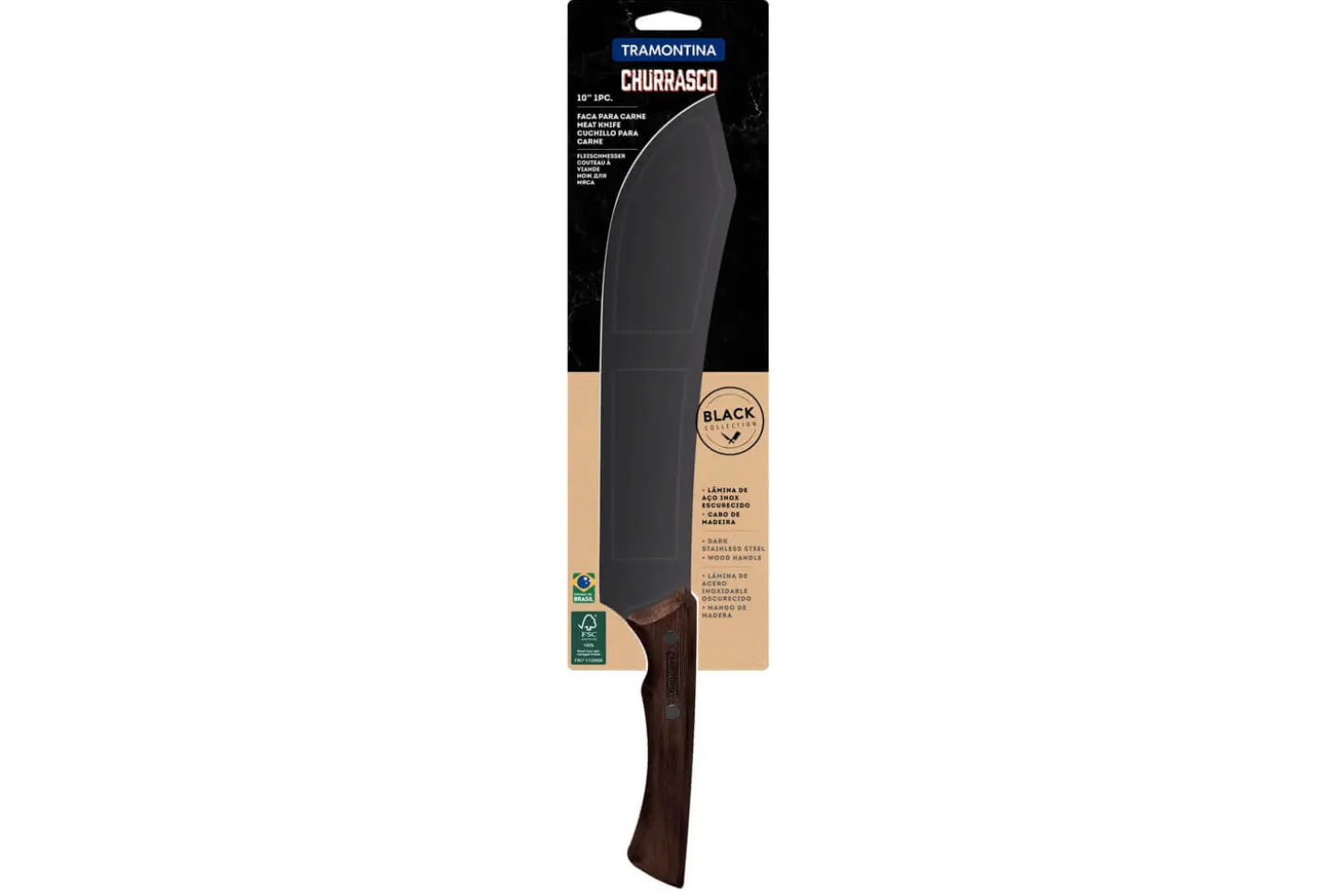 Couteau à viande Tramontina Churrasco lame noire style dao
