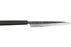 Couteau yanagiba 24cm japonais artisanal Hatsukokoro Shirasagi manche en ébène