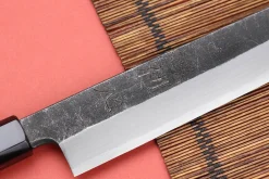 Couteau yanagiba 33cm japonais artisanal Hatsukokoro Shirasagi manche en wengé