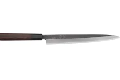 Couteau yanagiba 27cm japonais artisanal Hatsukokoro Shirasagi manche en wengé