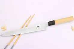 Couteau yanagiba 24cm japonais artisanal Nakamura Kaishin Ginsan Mirror
