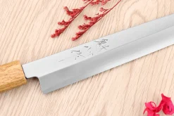 Couteau yanagiba 24cm japonais artisanal Nakamura Kaishin Saku WS2 en chêne