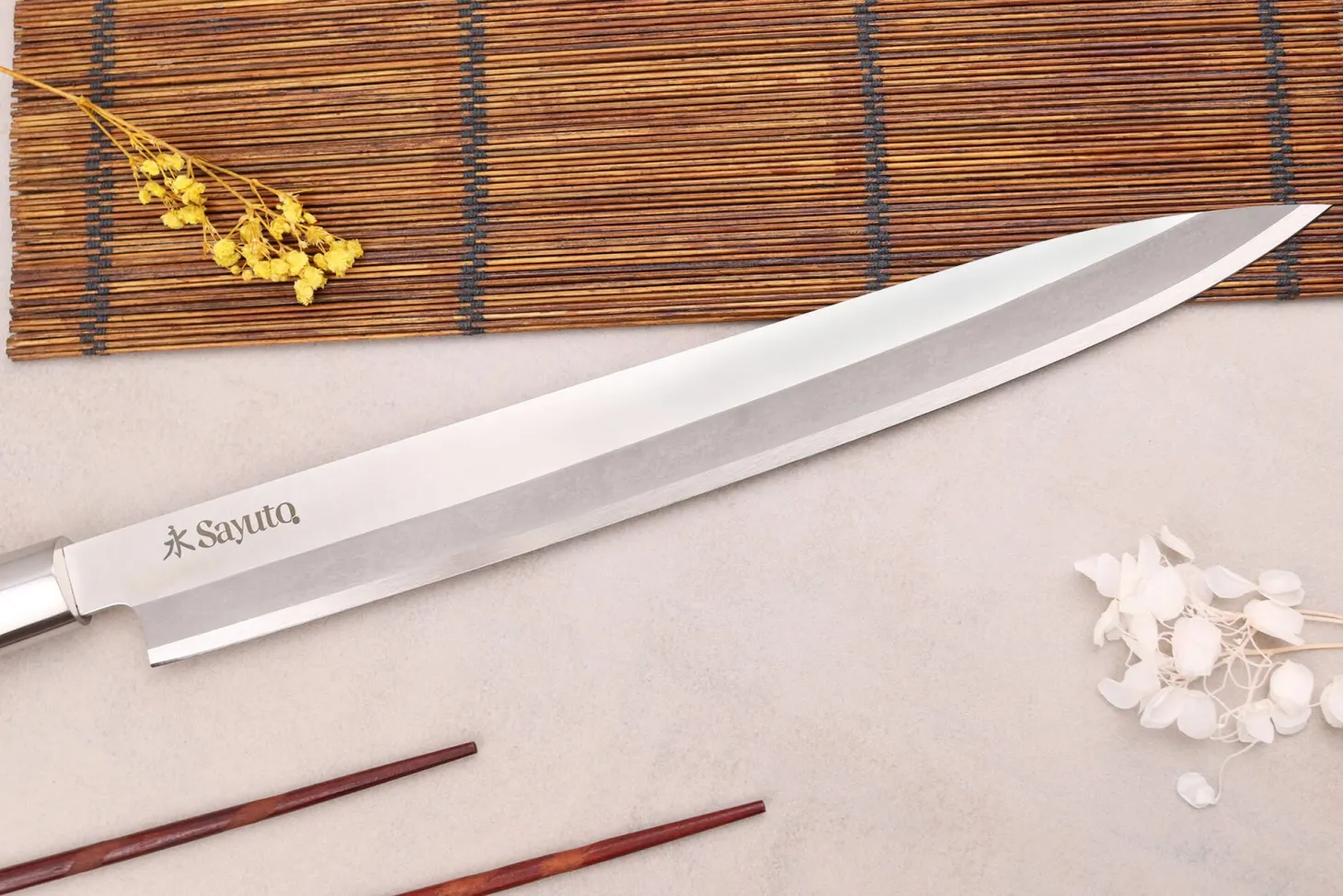 Couteau yanagiba 30cm Sayuto Ebène 7Cr manche en ébène