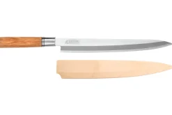 Couteau yanagiba 27cm Wusaki Olive 7Cr manche en olivier + saya