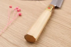 Couteau yanagiba japonais artisanal Kasahara Shigehiro forgé par Yoshikazu Ikeda 21cm