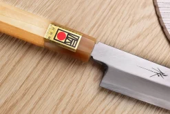 Couteau yanagiba japonais artisanal Kasahara Shigehiro forgé par Yoshikazu Ikeda 21cm