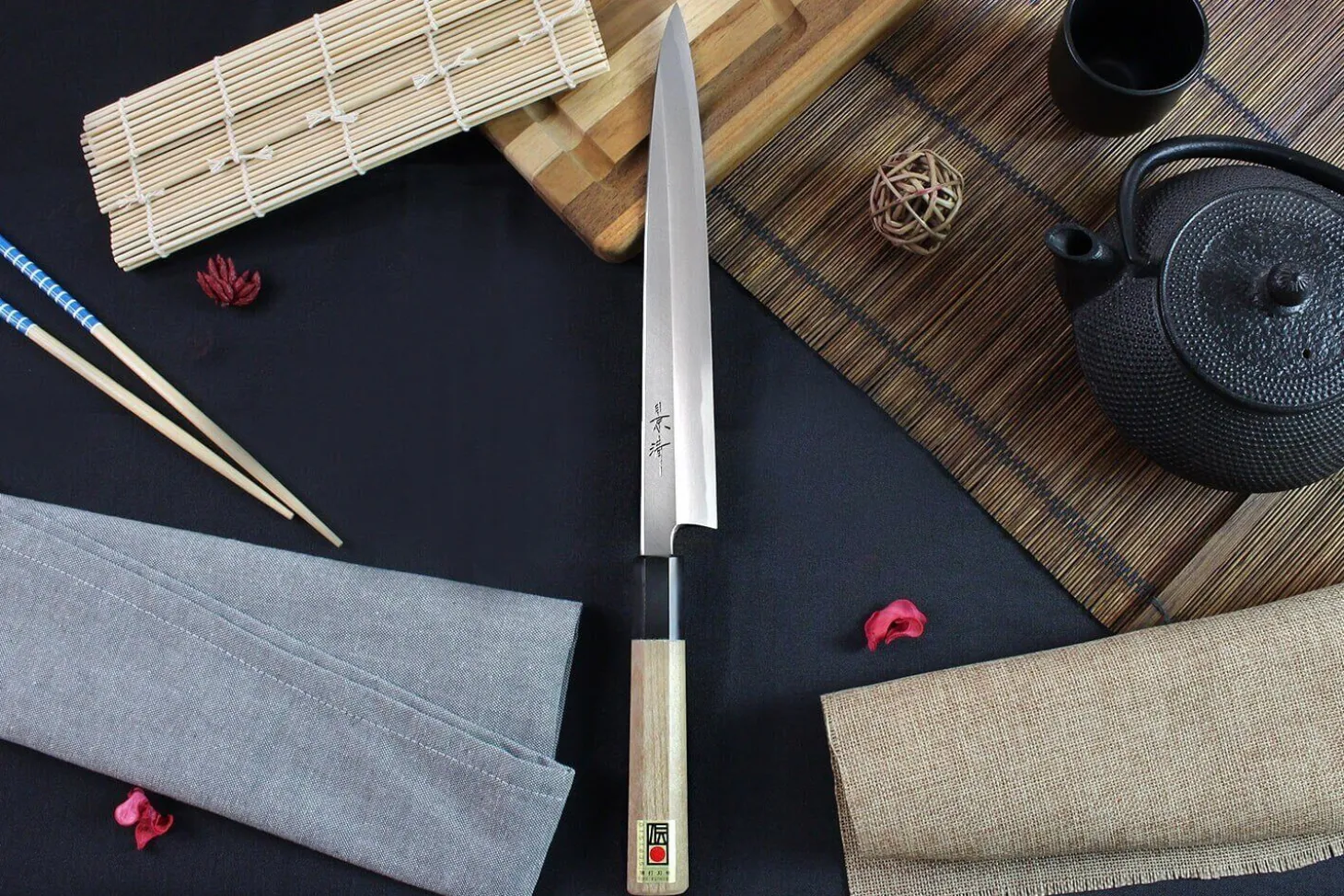 Couteau yanagiba japonais artisanal Kagekiyo Utage White Steel 2 24cm