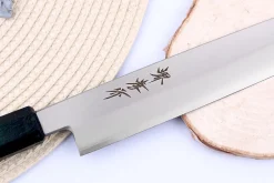 Couteau yanagiba japonais 27cm Sakai Takayuki Nanairo manche en résine laqué vert