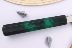Couteau yanagiba japonais 27cm Sakai Takayuki Nanairo manche en résine laqué vert