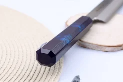 Couteau yanagiba japonais 27cm Sakai Takayuki Nanairo manche en résine laqué bleu