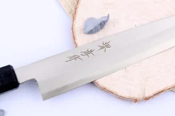 Couteau yanagiba japonais 21cm Sakai Takayuki Nanairo manche en résine laqué vert