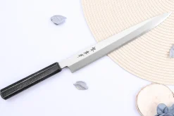 Couteau yanagiba japonais 24cm Sakai Takayuki Nanairo manche en résine ABS laquée
