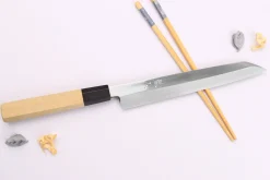 Couteau yanagiba kiritsuke 21cm japonais artisanal Nakamura Kaishin Ginsan Mirror