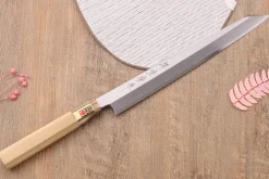 Couteau yanagiba kiritsuke 24cm japonais artisanal Kasahara Shigehiro forgé par Yoshikazu Ikeda