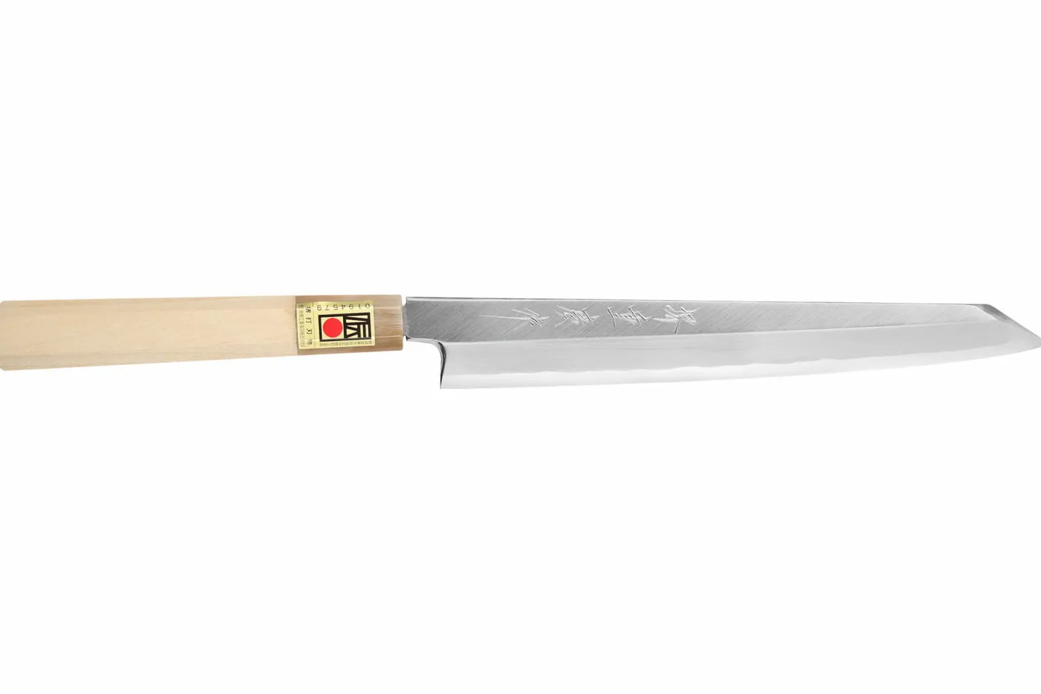 Couteau yanagiba kiritsuke japonais artisanal Kasahara Shigehiro forgé par Yoshikazu Ikeda 21cm