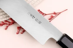 Couteau yanagiba kiritsuke japonais artisanal 33cm Sakai Takayuki Byakko manche en ébène + étui